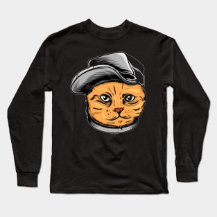 cool cat with a cap illustration Long Sleeve T-Shirt